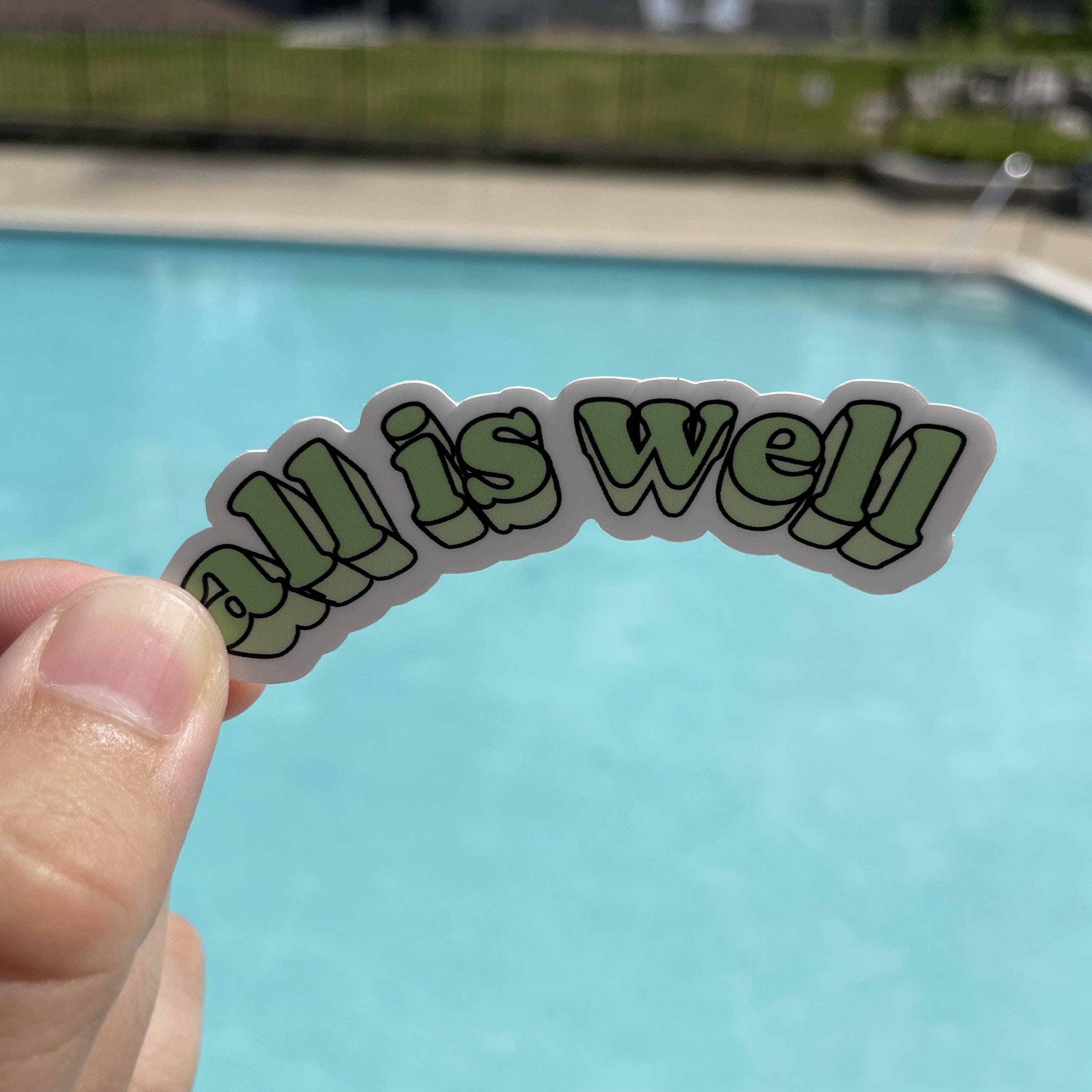 All is Well Green Curved Lettering Aesthetic Sticker、mySite、elrpsem3k