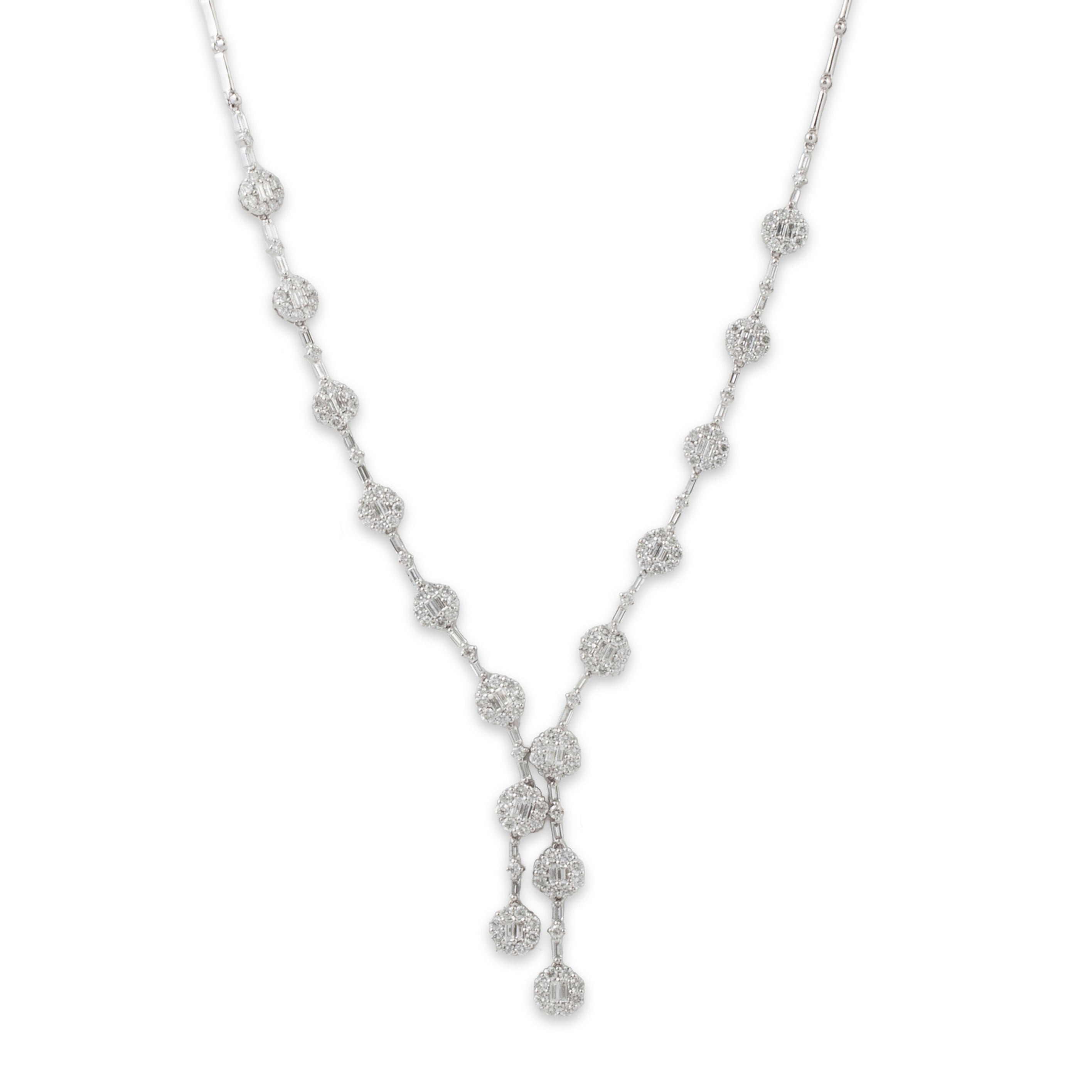 Vintage 18k White Gold 4.58cttw Diamond Dazzling Floriform Necklace 20、mySite、hinf8tx79