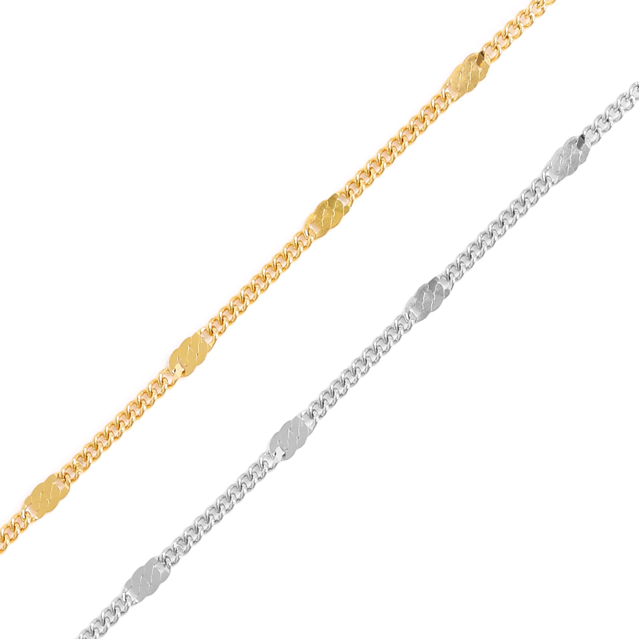 18K Gold PVD Stainless Steel Dapped Bar Curb Chain - By The Foot / SPL1035、mySite、dreamappss