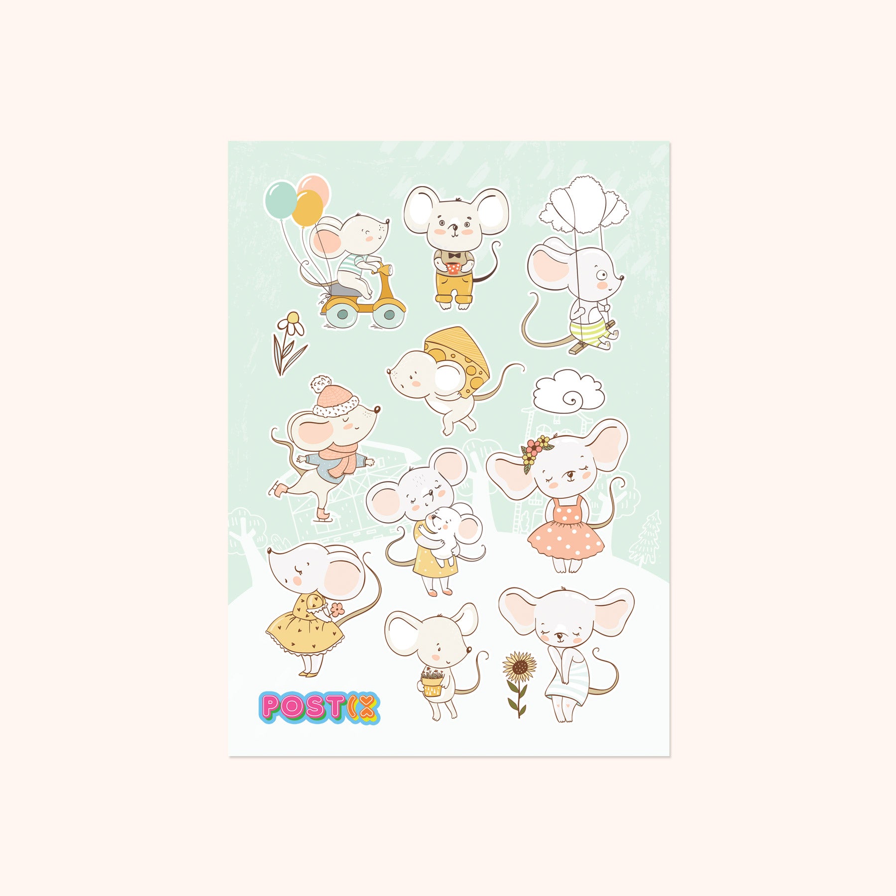  Busy Field Mice A6 Sticker Sheet、mySite、ghnorth