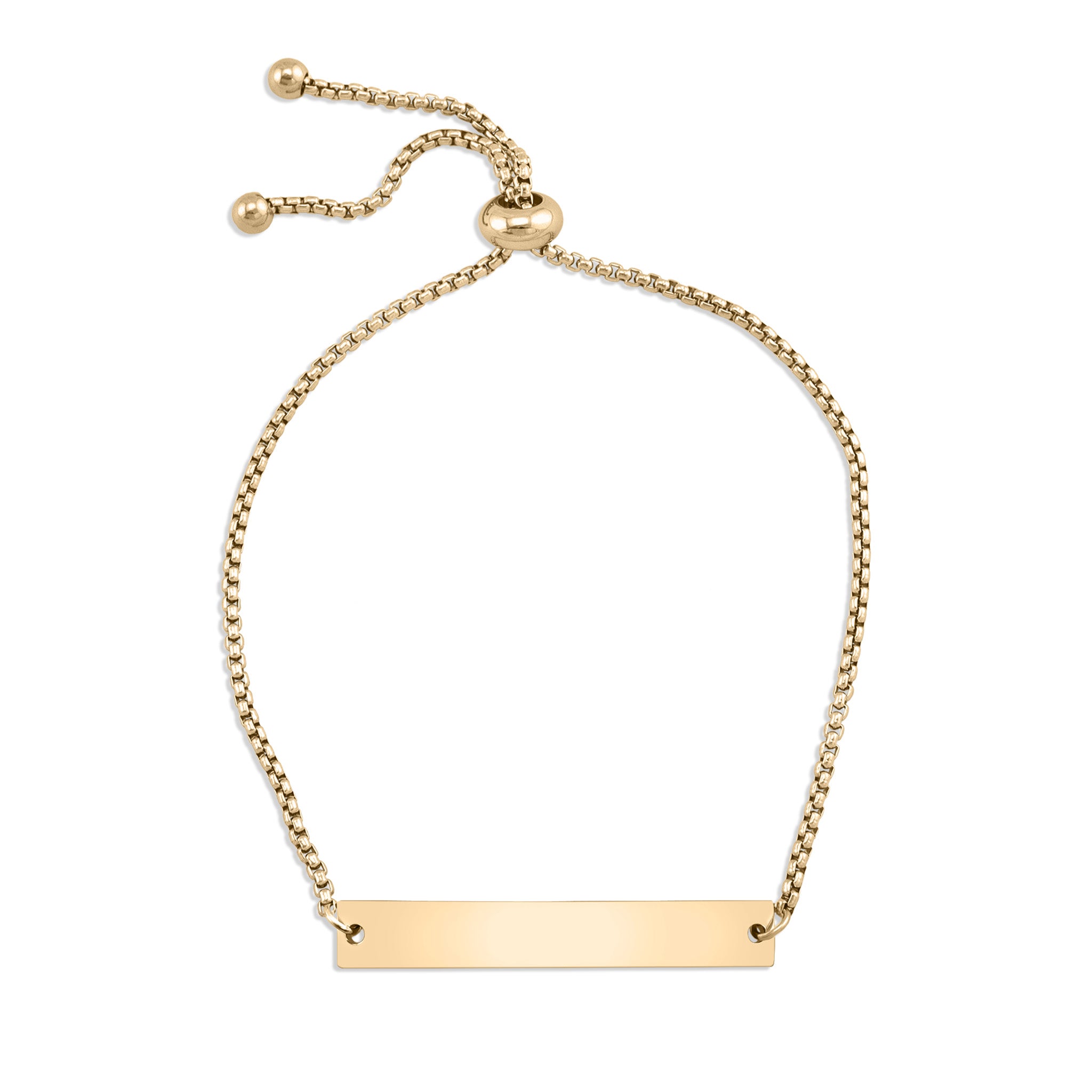 18K Gold PVD Stainless Steel Adjustable Curved Blank Bar Bracelet / SBB0145、mySite、dreamappss