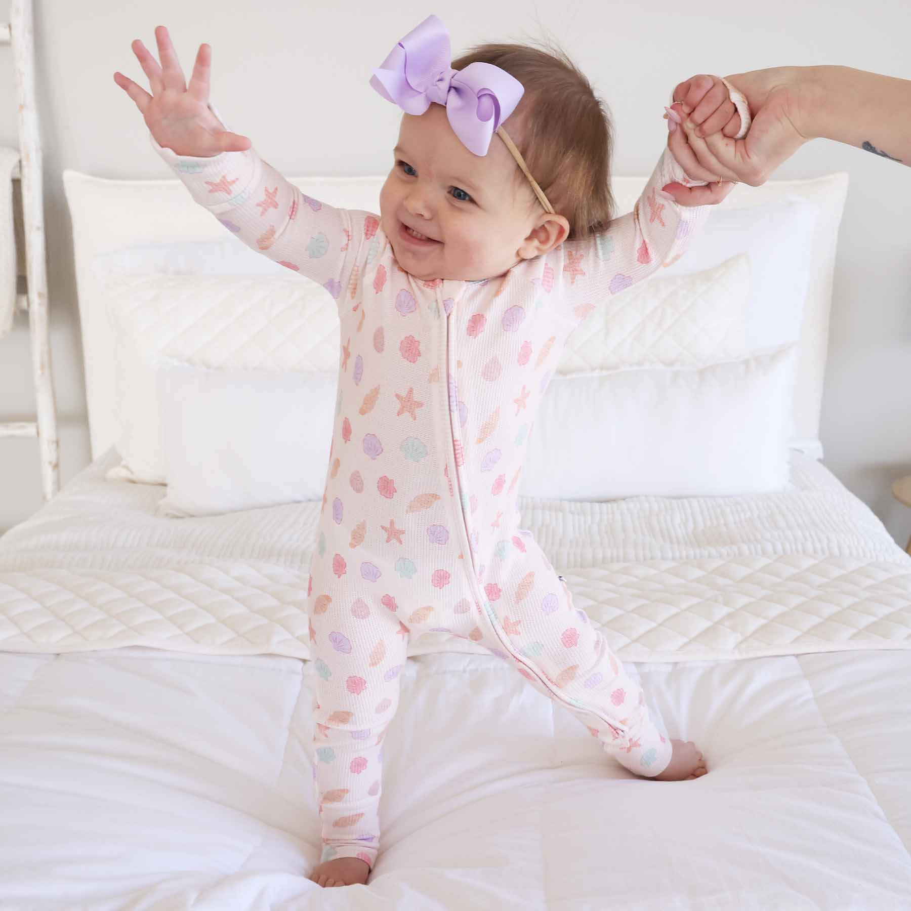  Saltwater Shells Bamboo Waffle Convertible Zip Romper、mySite、layawaytickets