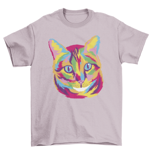 Colorful Cat Animal Face T-Shirt、mySite、camillekostekn