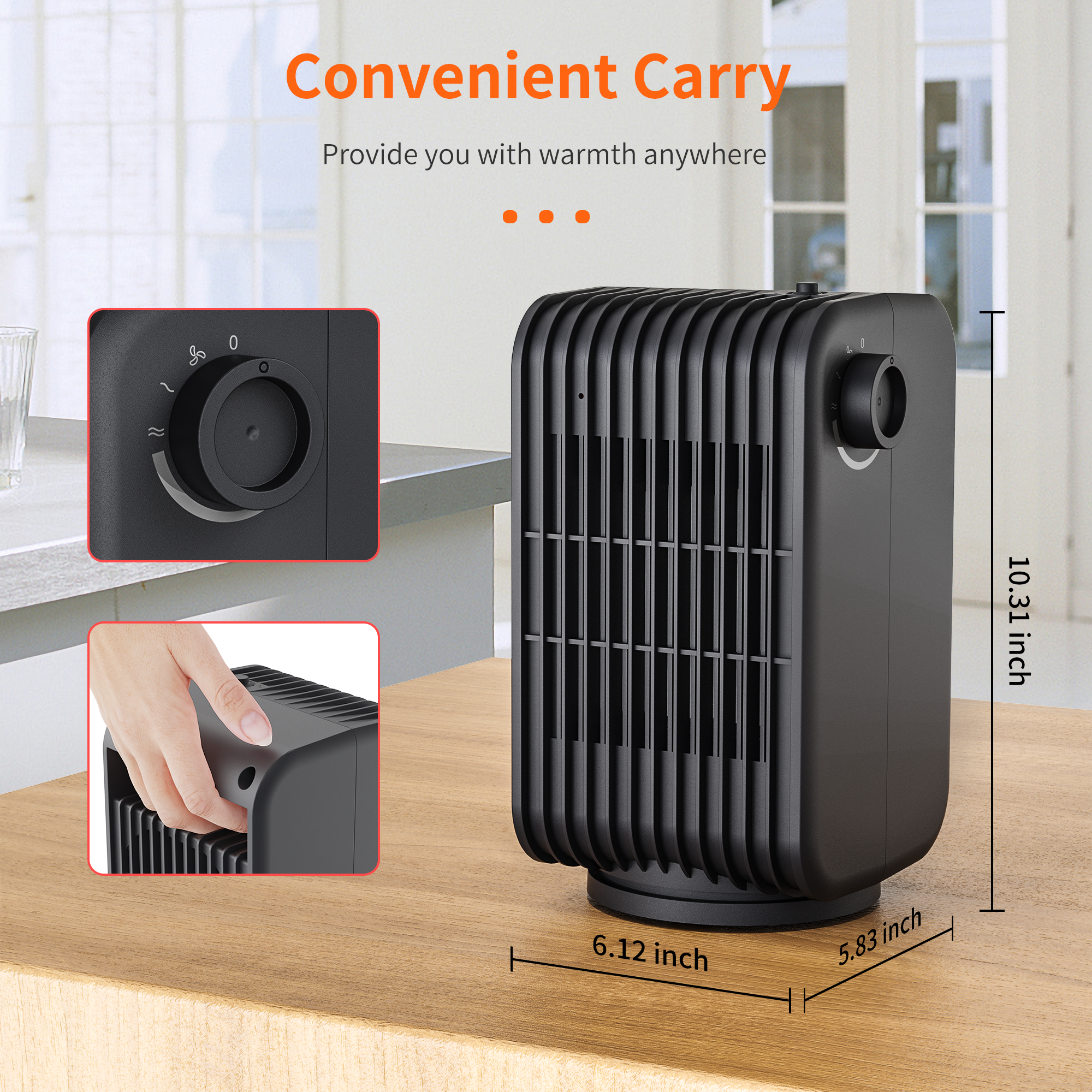 Kloudic Space Heater Electric Heater with 3 Modes, 1500W Small Desk Heater for Indoor Bedroom Office Use、mySite、fannypackpong