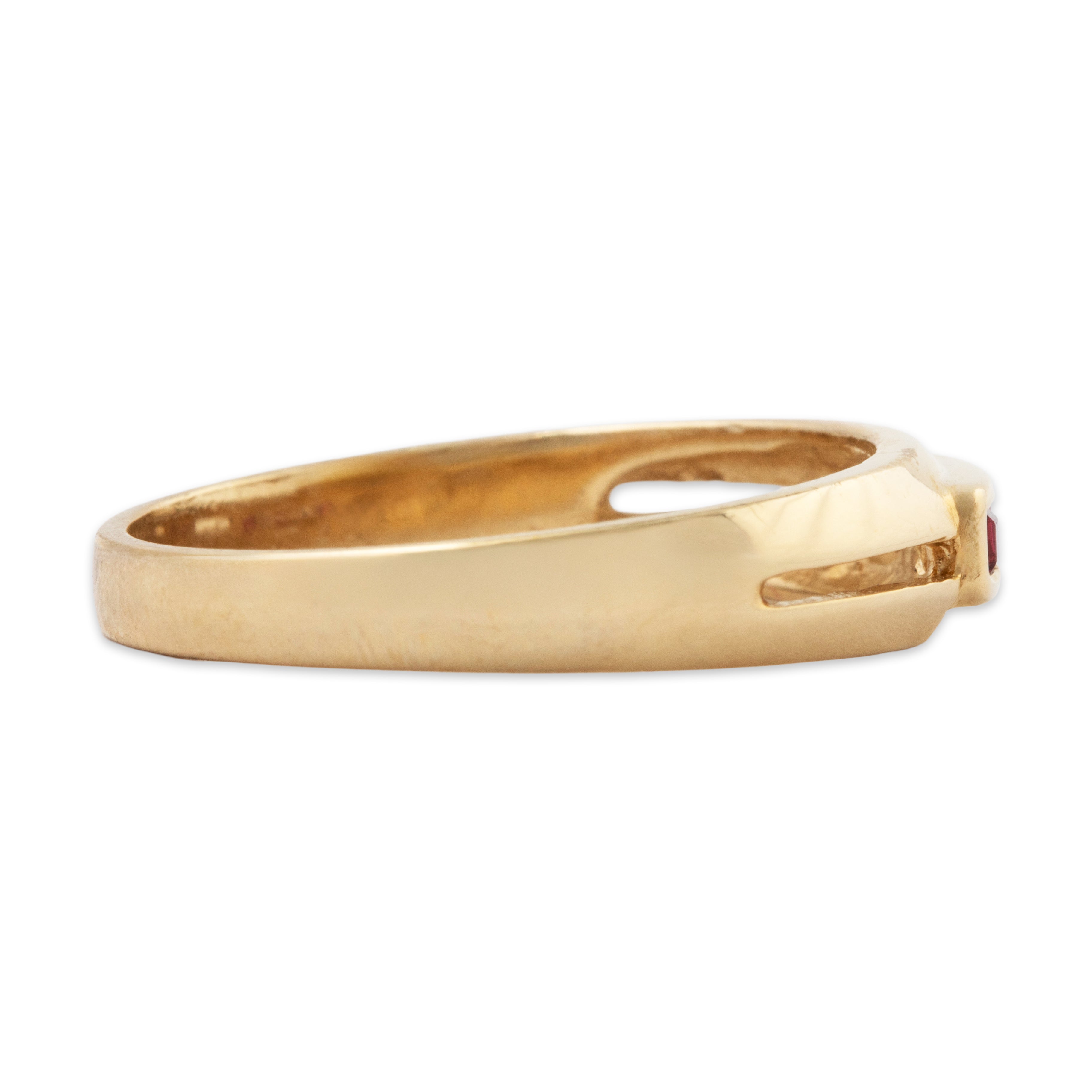 Vintage 14k Yellow Gold Ruby Diamond Line Ring 9.50、mySite、hinf8tx79