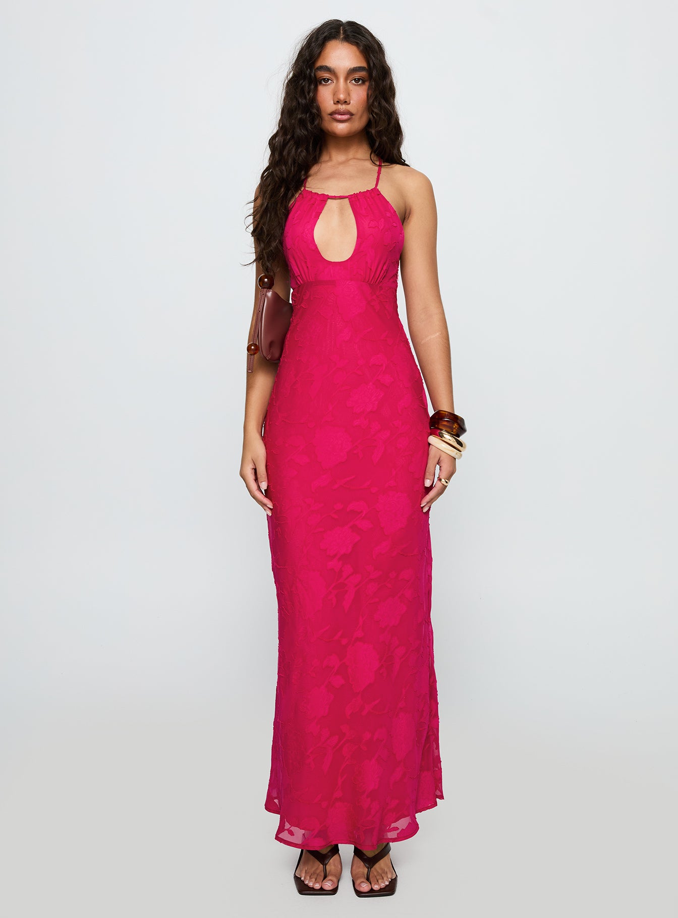 Magnetic Halter Maxi Dress Hot Pink、mySite、solidvoid