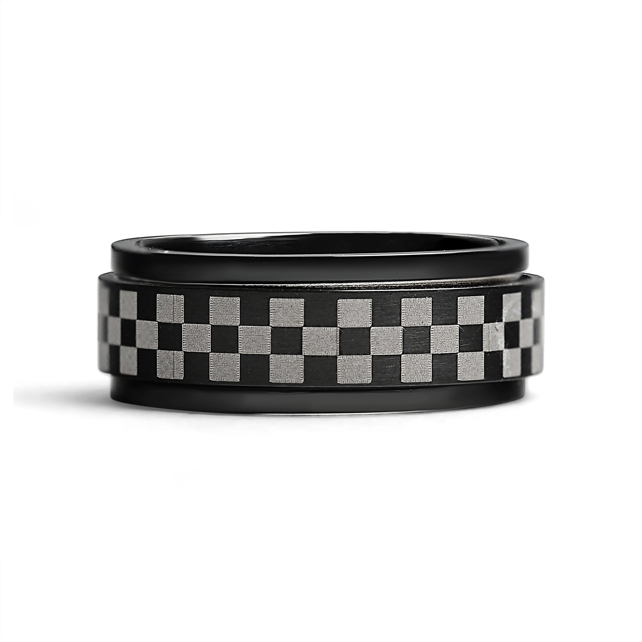 Stainless Steel Black Checker Spinner Ring / STC010、mySite、dreamappss