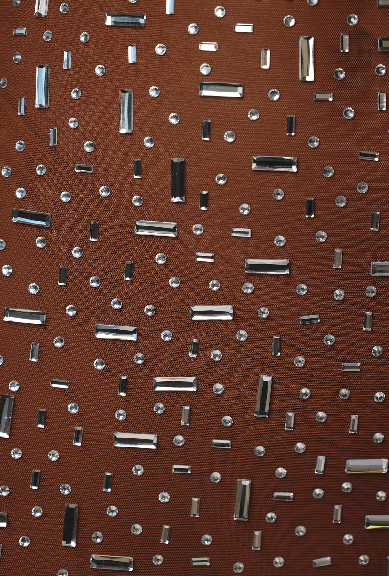 Sheer Embellished Bodycon Mini Dress in Mocha、mySite、solidvoid