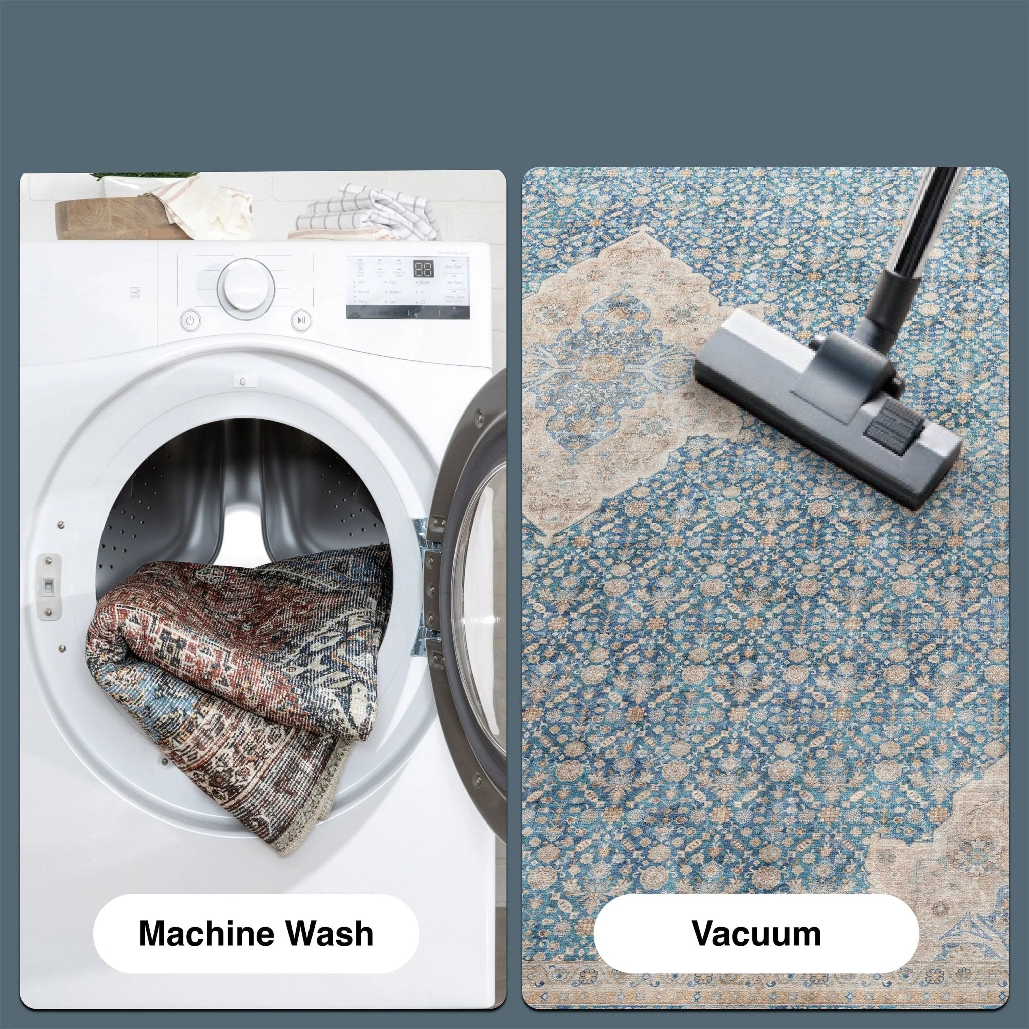 Asha 2-in-1 Lilith Vintage Oriental Kilim Rug + Rug Pad Included、mySite、gigharbornorthrealestate