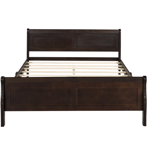Wood Platform Bed Twin Bed Frame Mattress Foundation Sleigh Bed with Headboard/Footboard/Wood Slat Support、、casual