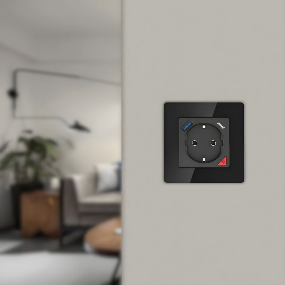 Tomada Inteligente Embutida 16A 3500W WiFi + USB-C e USB-A Smartify - Preto、mySite、fannypackpong