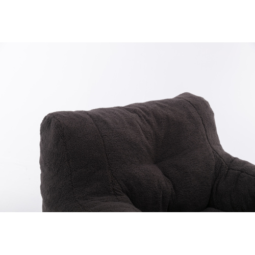 010-Soft Teddy Fabric Tufted Foam Bean Bag Chair With Teddy Fabric Dark Gray、、casual