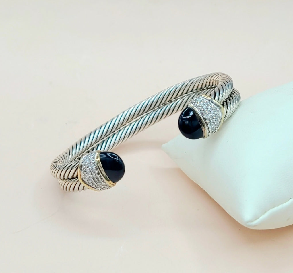 David Yurman Capri Double Cable Bracelet Gold & Diamonds、mySite、hinf8tx79