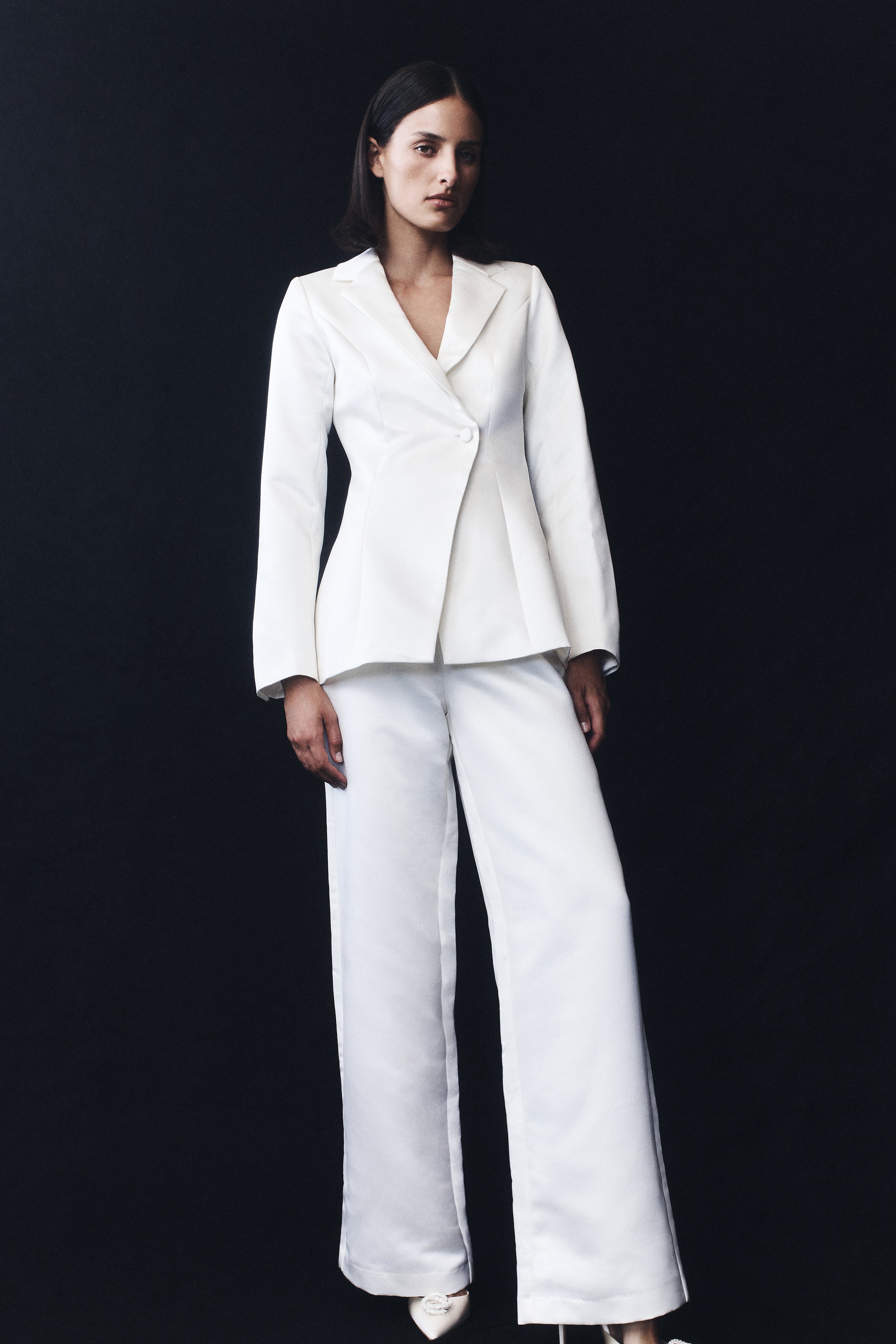 Ada Satin Straight Leg Pant - Ivory、mySite、solidvoid