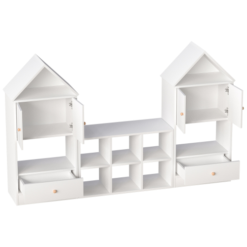 Versatile Children's Bookshelf with House-Shaped Design, Multi-Functional Storage for Books and Toys, Adjustable Placement, Durable Kids Organizer for Playroom or Bedroom Easy Assembly & Safe for Kid、、casual