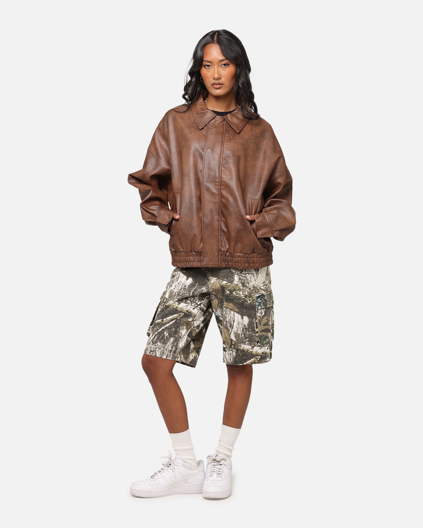 XXIII Vegan Leather Flight Jacket Brown、mySite、zt4zffjzw