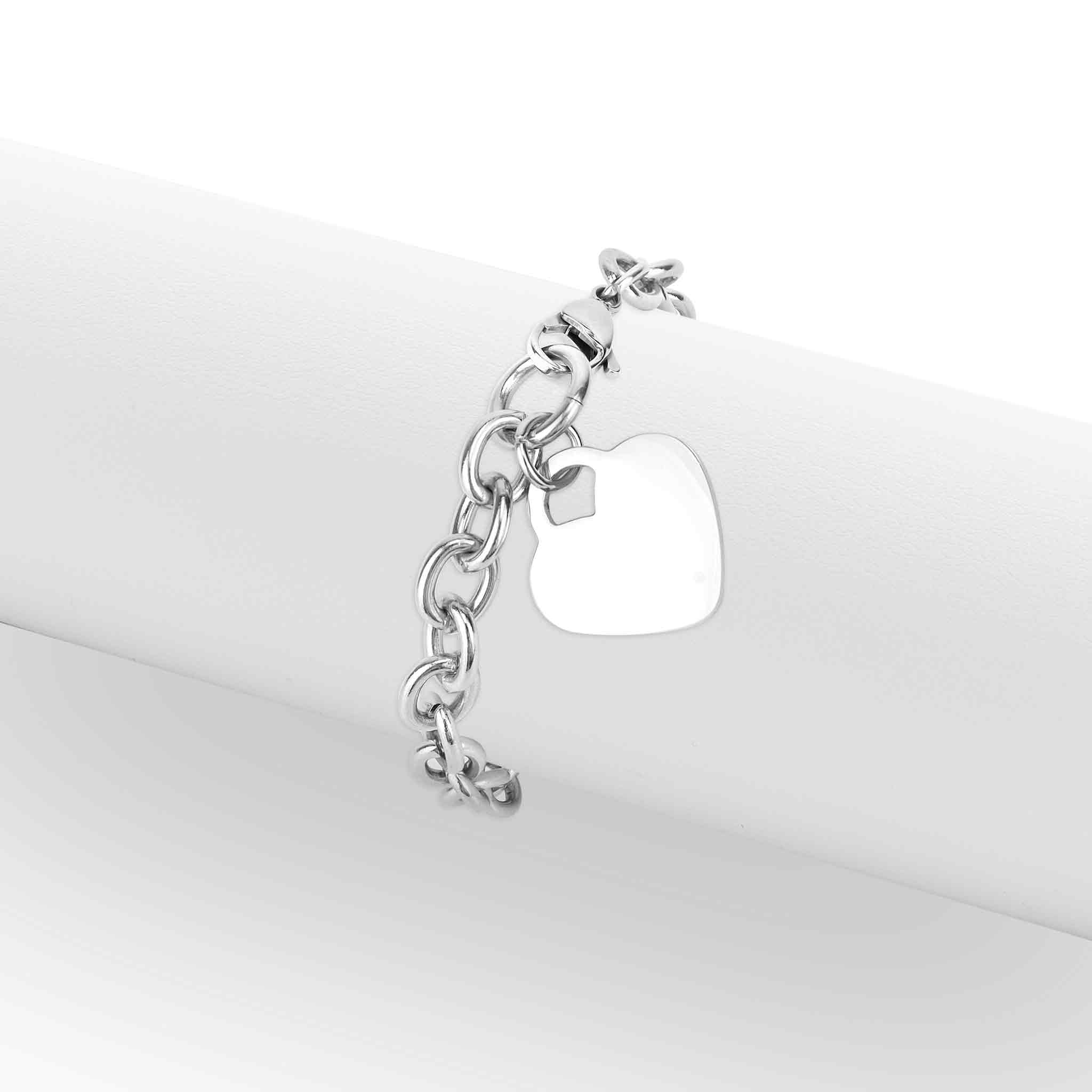 Stainless Steel Blank Heart Bracelet/Anklet / BRK1036、mySite、dreamappss