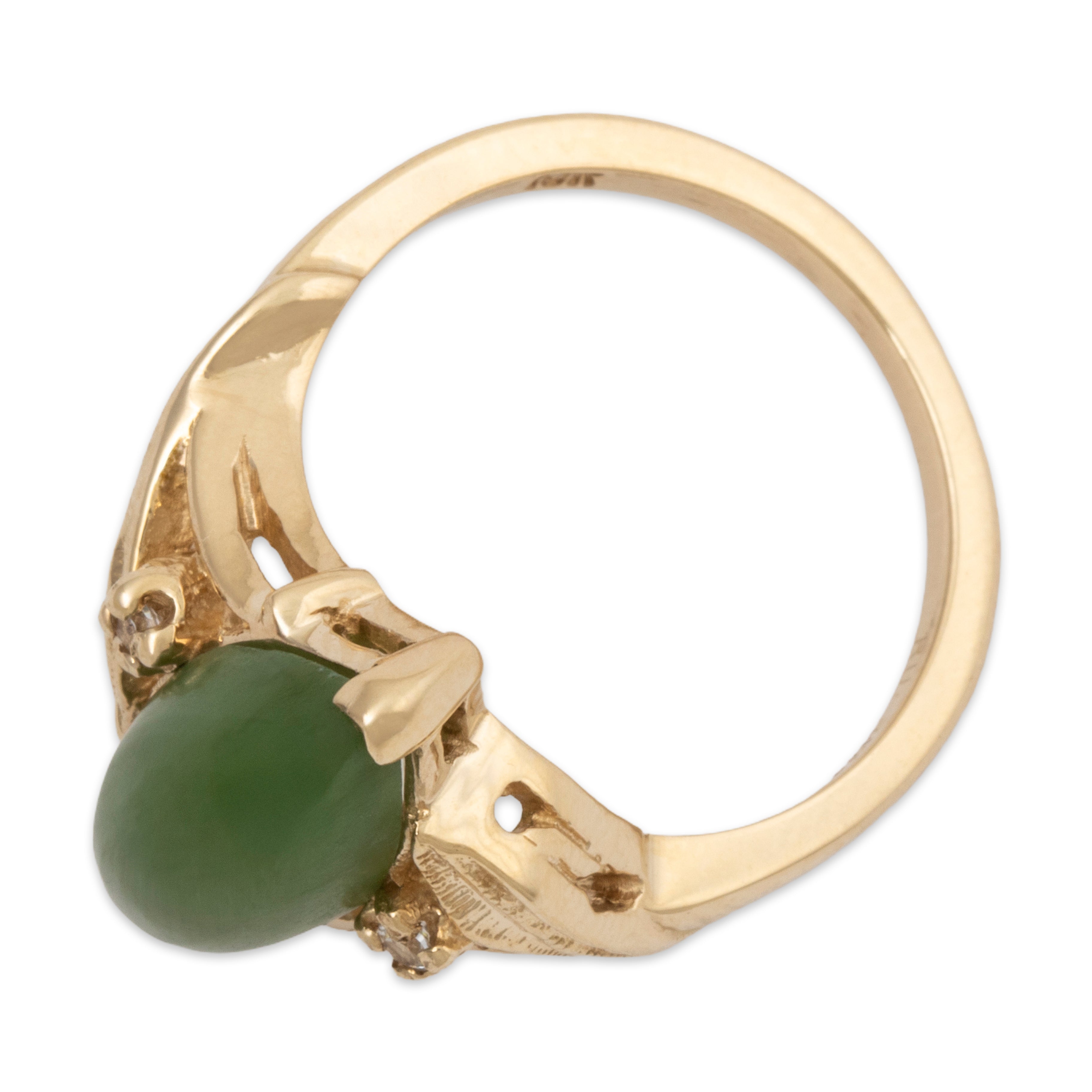 Vintage 10k Yellow Gold 3.5ct Jade Diamond Lovely Leafy Navette Ring 6.00、mySite、hinf8tx79