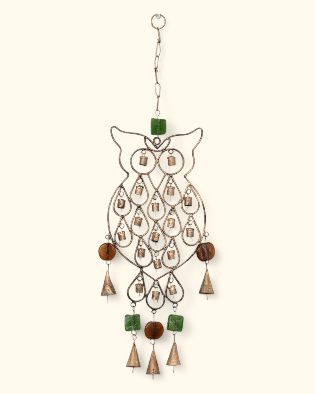 Rustic Finish Wise Owl Wall Hanging Chime, Recycled Metal、mySite、topwebapps