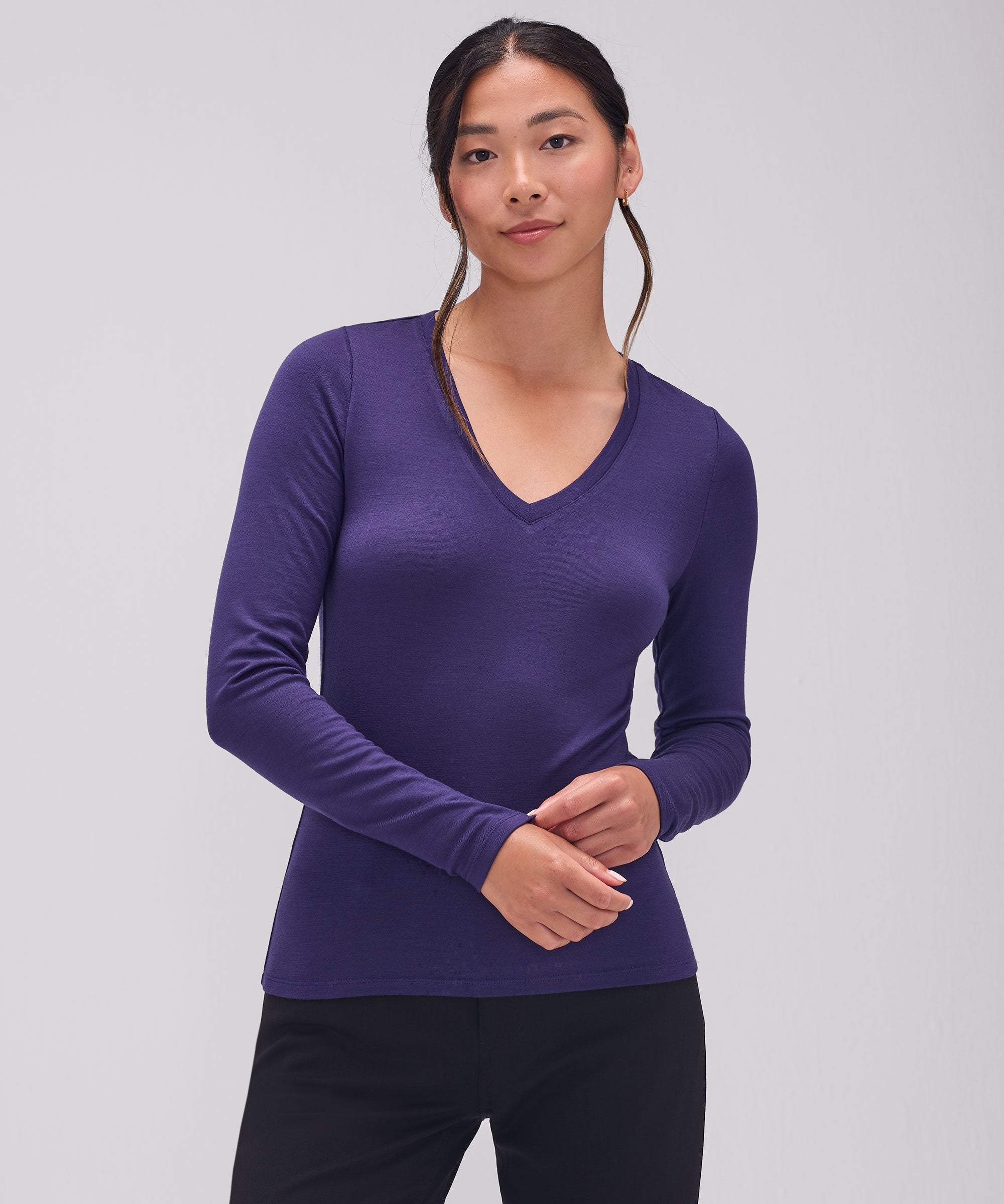 Women's Slim Merino Long Sleeve V-Neck、mySite、noshort