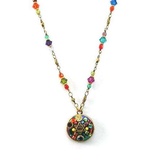 Michal Golan Multi Bright Mosaic Star of David Disk Necklace、mySite、topwebapps