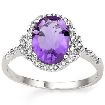 Amethyst and Diamond Ring in Sterling Silver, Beautiful Vivid Purple 2.6ctw、mySite、g9winljtr