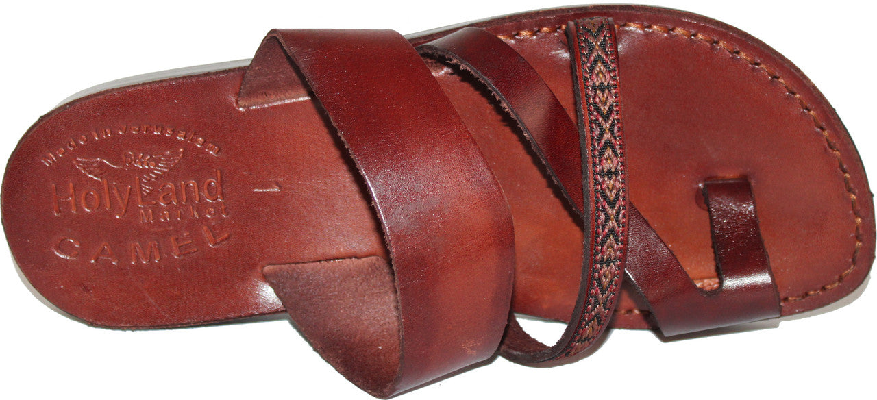 Holy Land Market Men/Women Biblical Jesus Leather/Embroidered Sandals/Slides From Jerusalem (Elijah Style)、mySite、topwebapps