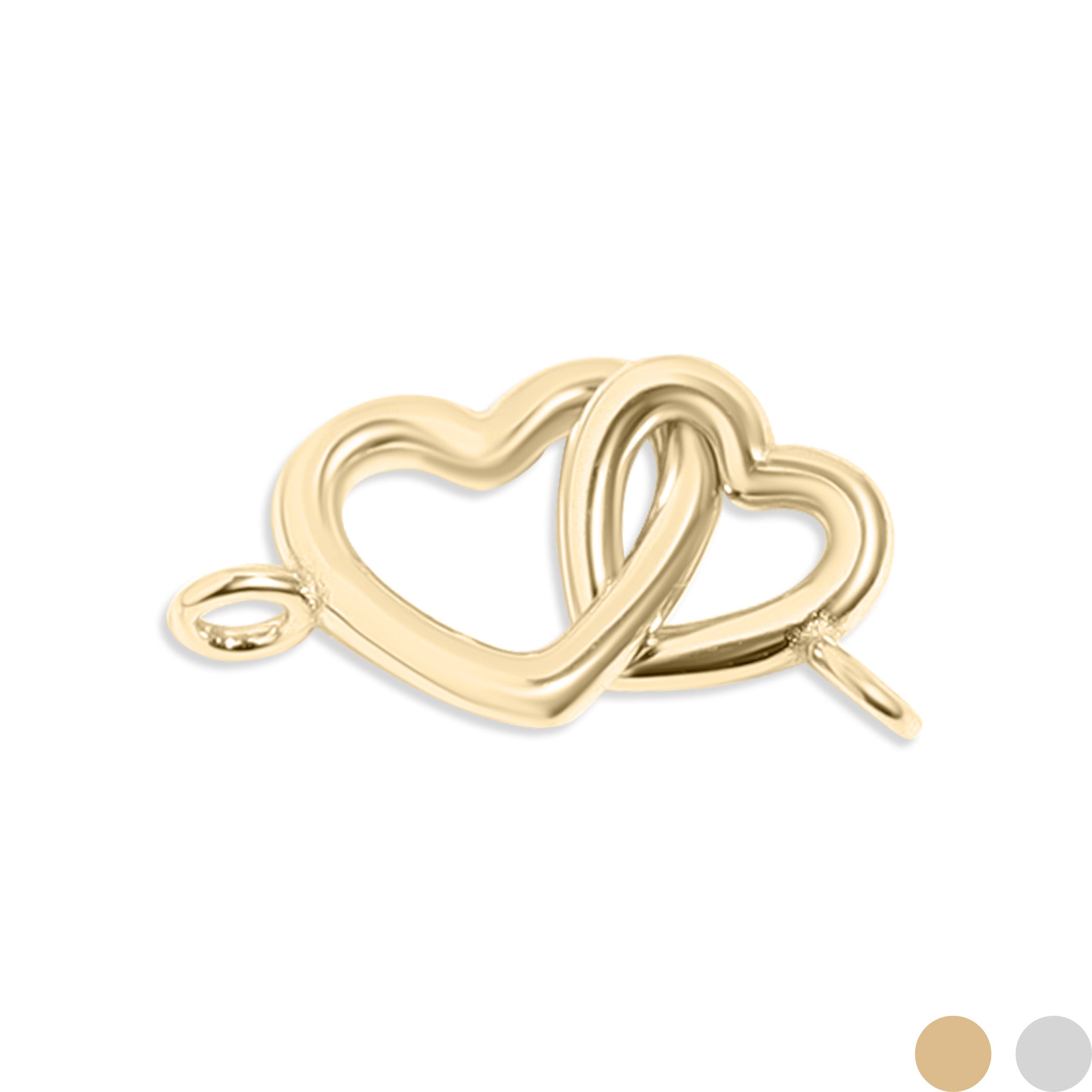 14K Gold Plated Sterling Silver Double Heart Permanent Jewelry Connector Charm / PMJ1031、mySite、dreamappss