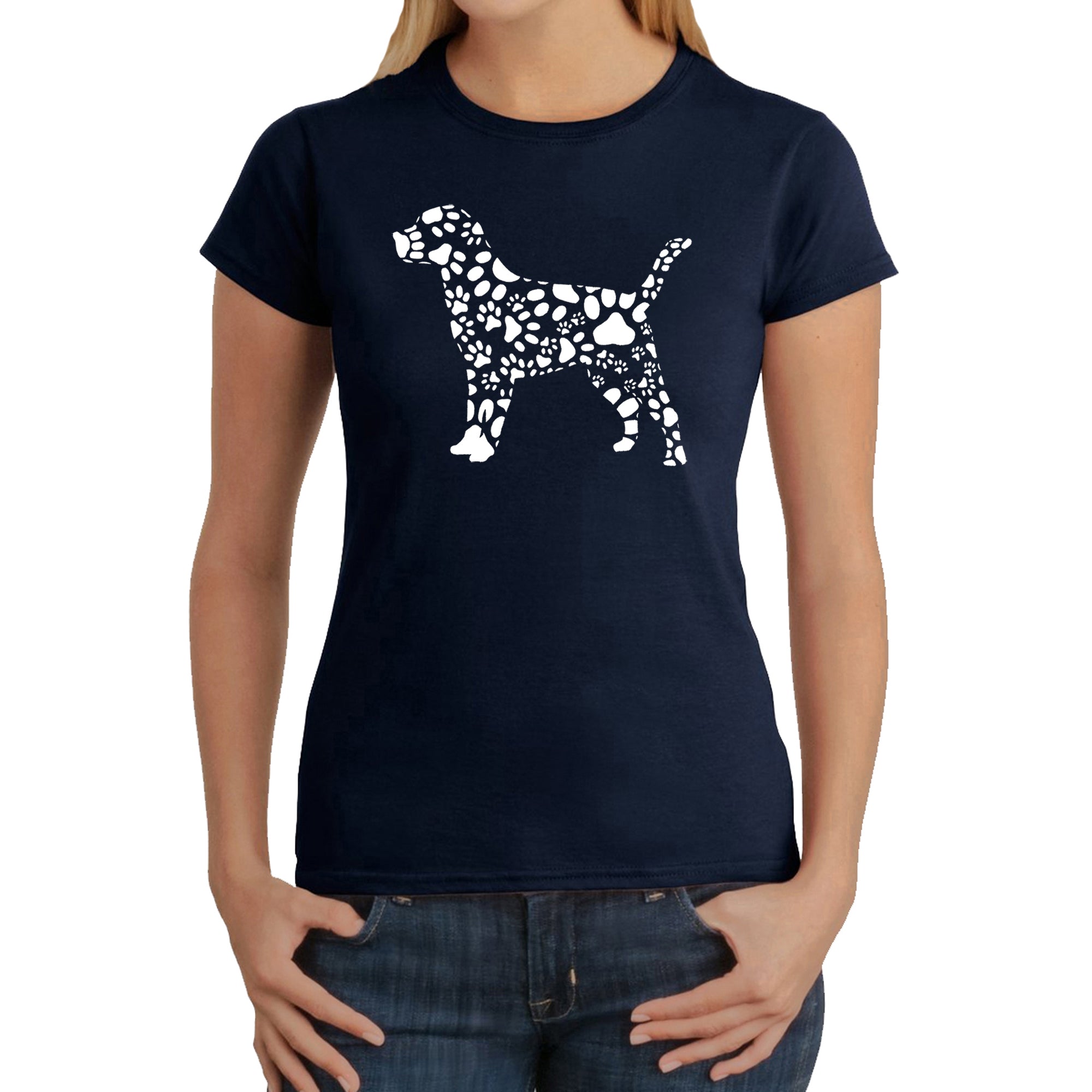 Dog Paw Prints - Women's Word Art T-Shirt、mySite、camillekostekn