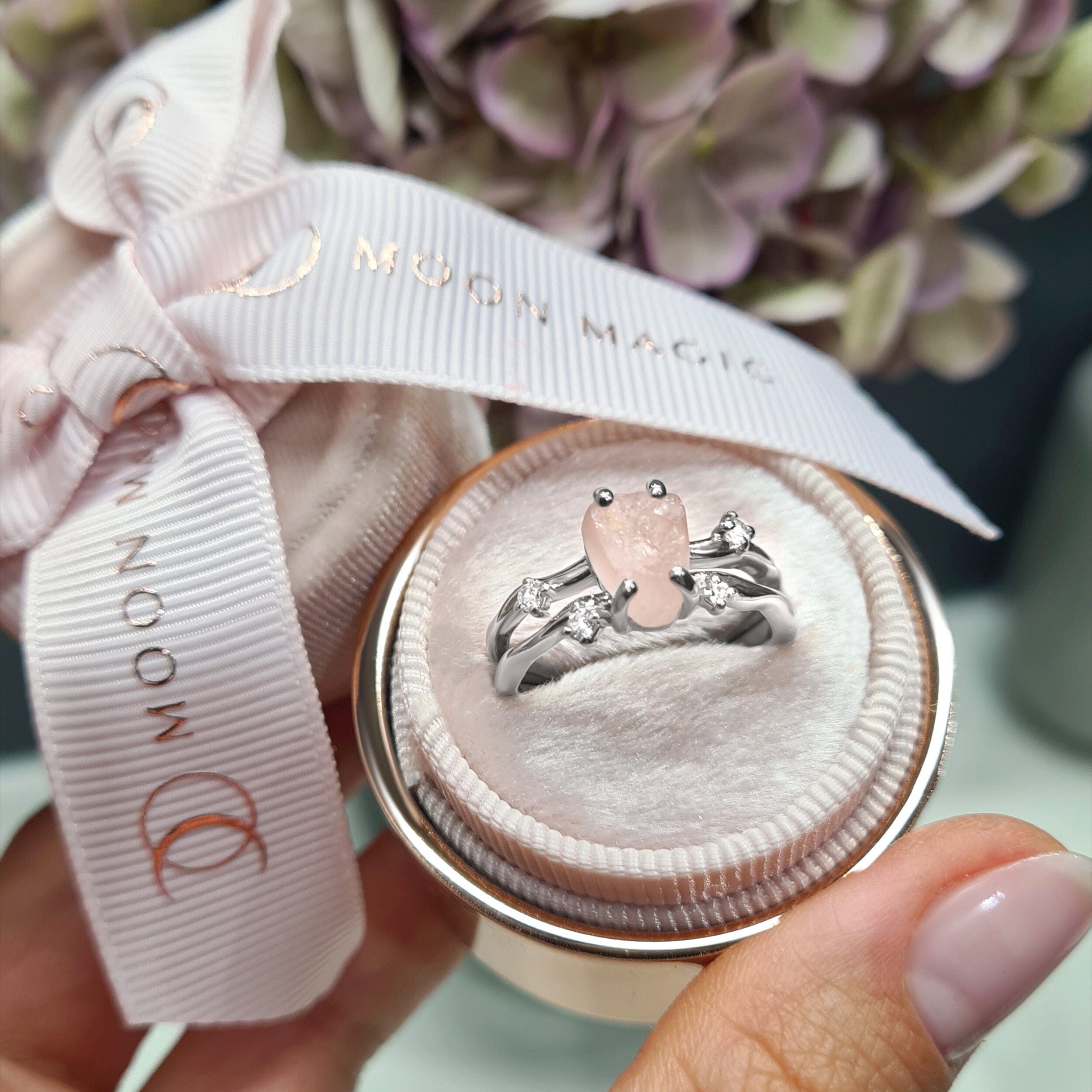 Raw Crystal Ring - Flow Rose Quartz、mySite、hinf8tx79