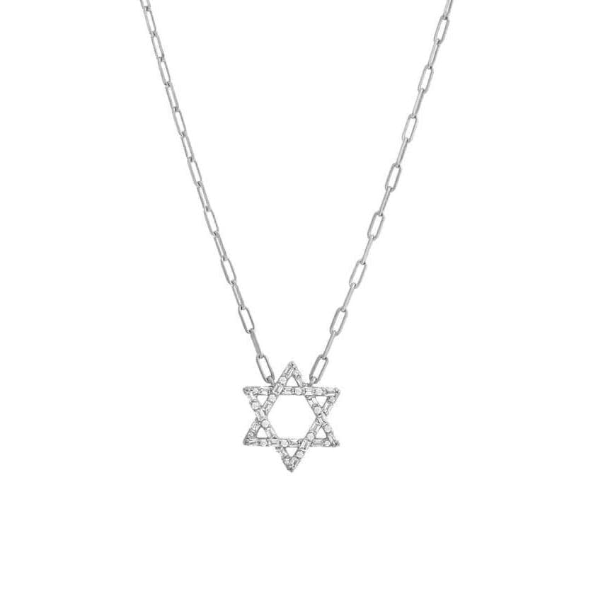 Sparkling Solitaire Baguette Star of David Necklace - Gold-Plated or Sterling Silver、mySite、topwebapps