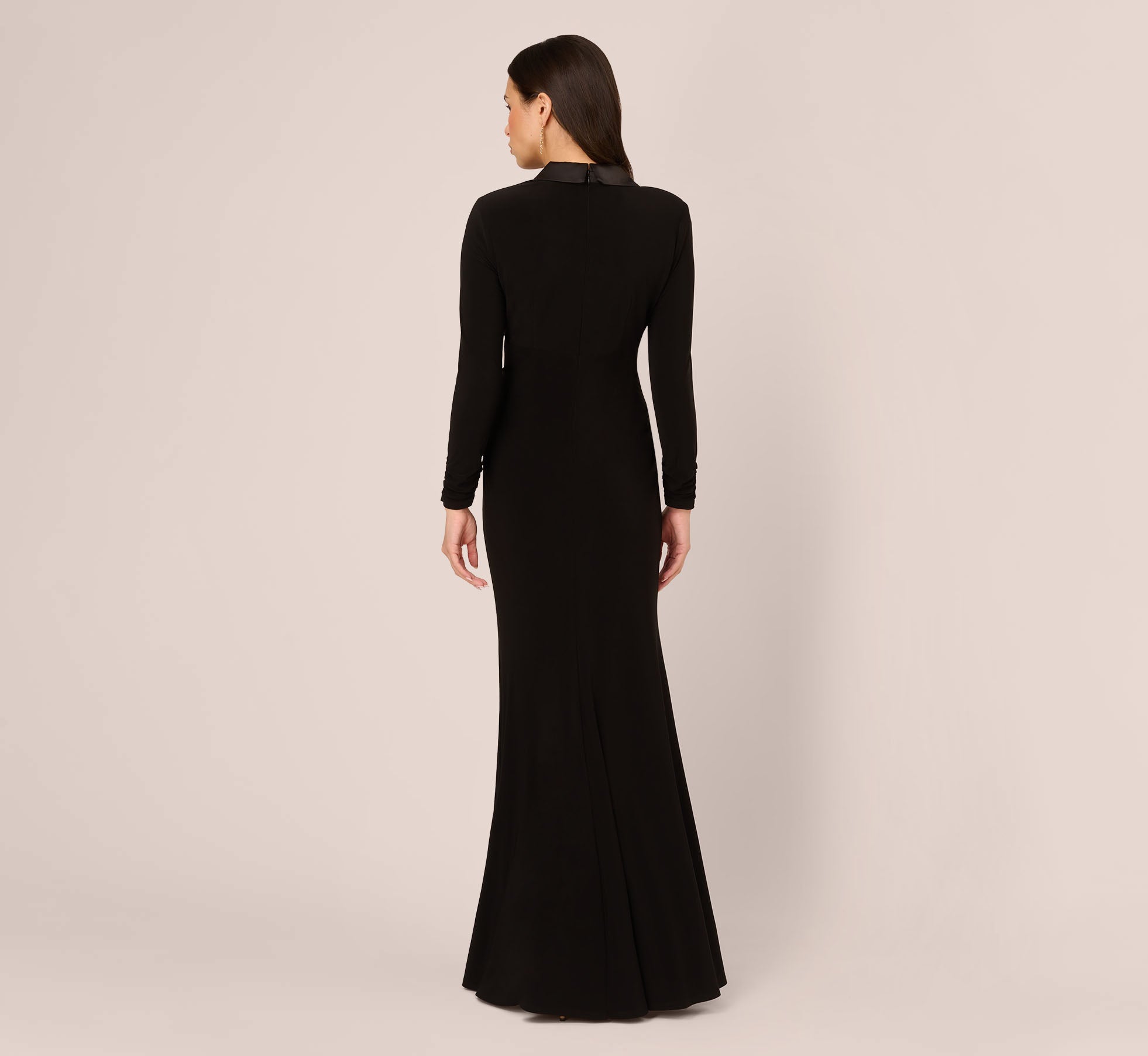 Tuxedo Mermaid Gown With Long Sleeves In Black、mySite、solidvoid