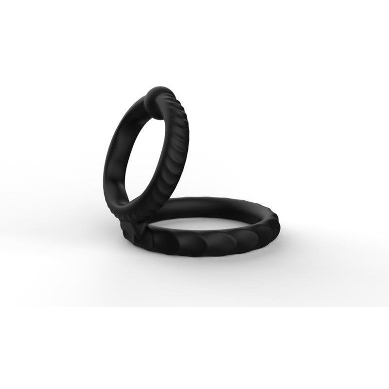Armour Double Silicone Penis Ring | Lock Delay Erection | Black | Stretchy、mySite、bottomscart