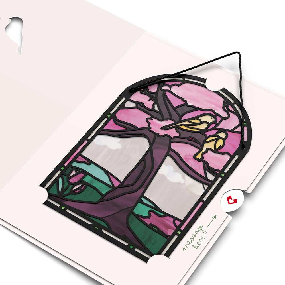 You Brighten My World Birds Suncatcher Card、mySite、solidvoid