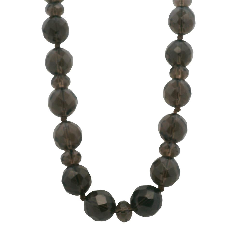  Estate Sterling Silver Smoky Quartz Bead Necklace