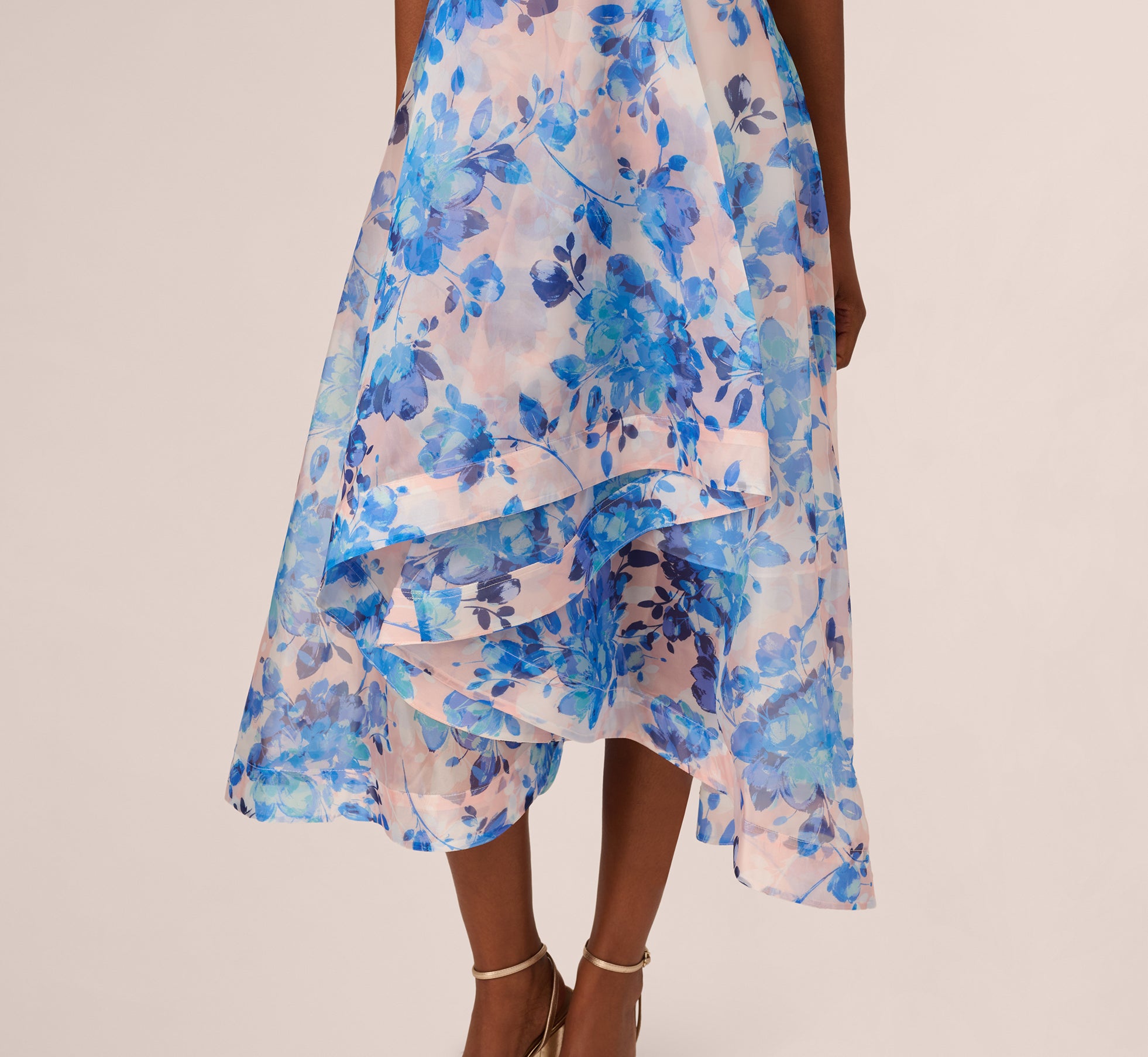 Sleeveless Floral Organza High Low Dress In Blush Blue Multi、mySite、solidvoid
