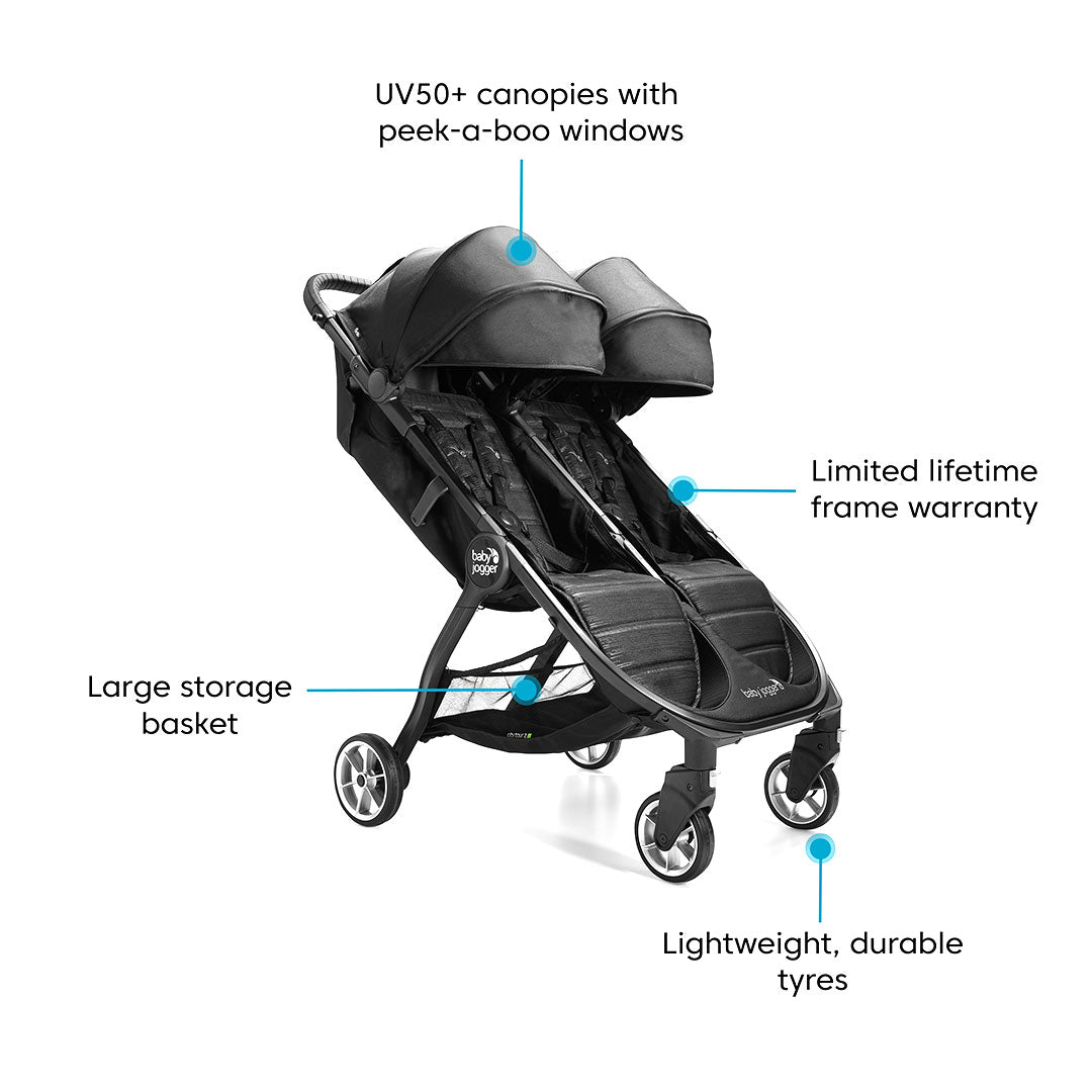  Baby Jogger City Tour 2 Double Stroller - Pitch Black、mySite、merchandisen