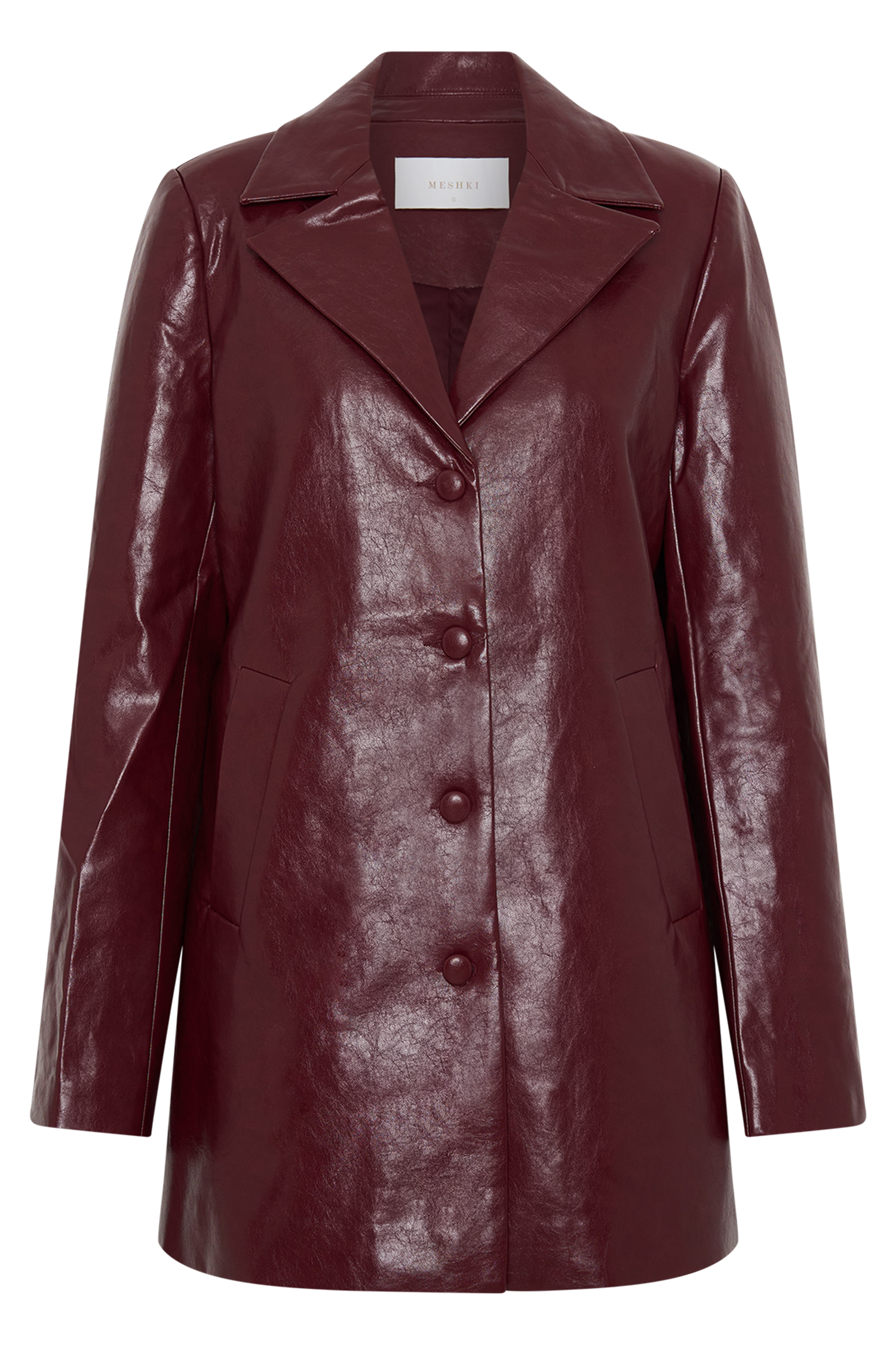 Deborah Faux Leather Coat - Cherry Red、mySite、solidvoid