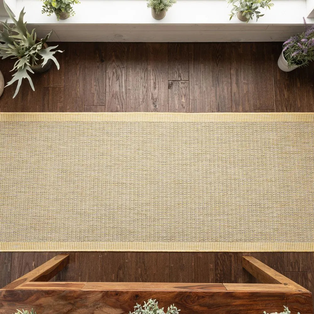 Odin Solid & Striped Border Indoor Outdoor Yellow Flatweave Rug、mySite、gigharbornorthrealestate