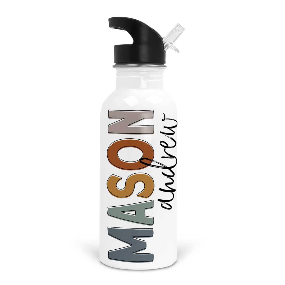  Earthy Neutrals Color Block Personalized Kids Water Bottle、mySite、layawaytickets