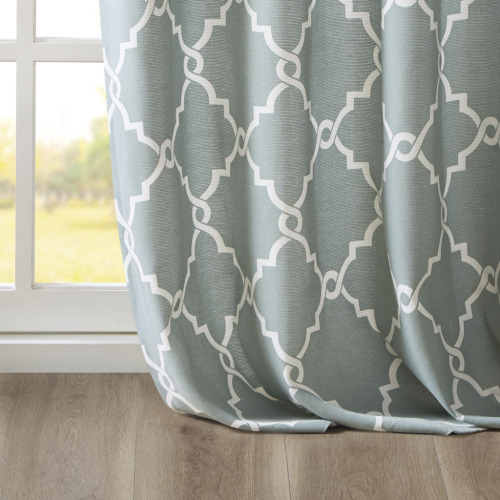 Fretwork Print Grommet Top Window Curtain Panel(Only 1 Pc Panel)、、eastwooduniform