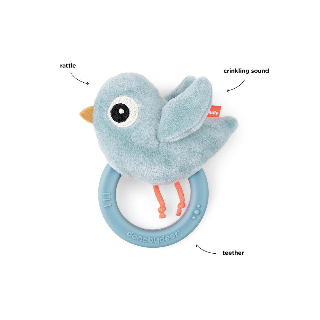  Done by Deer Sensory Rattle With Teether - Blue - Birdee、mySite、merchandisen