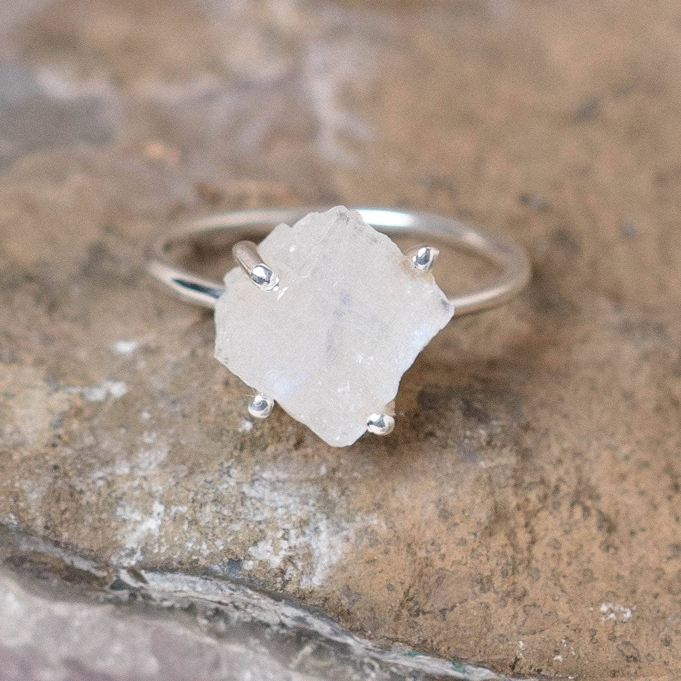 Rainbow Moonstone Raw Freeform Gold or Silver Ring、mySite、hinf8tx79
