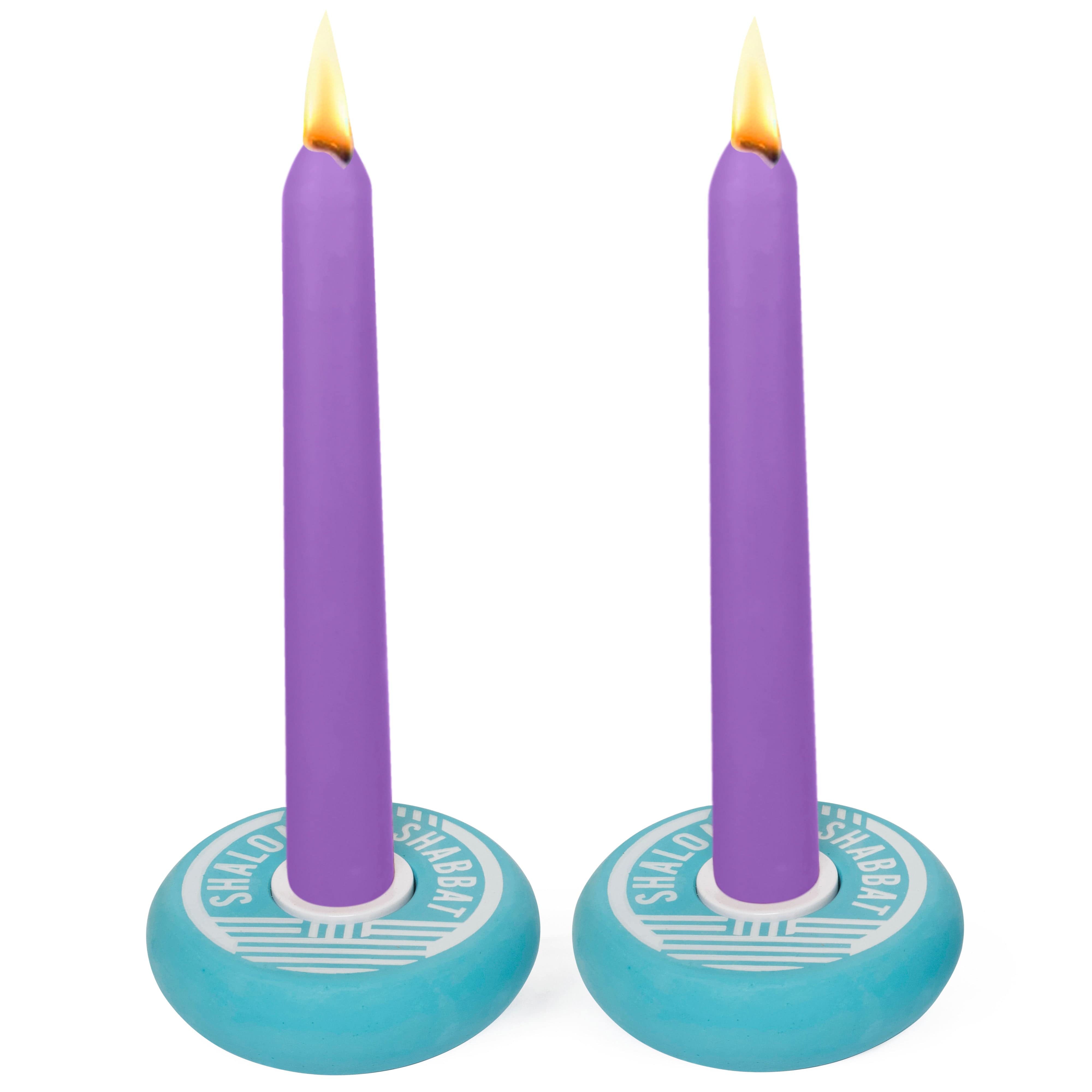 Shabbat Shalom Platz Candy Candleholders - Blue and White、mySite、topwebapps