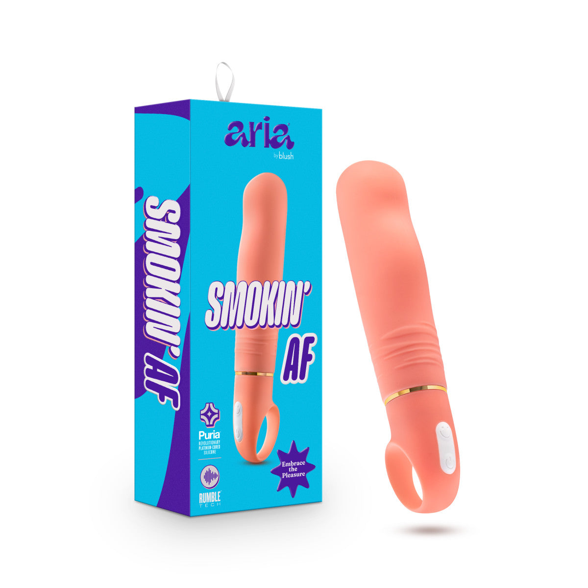 Aria By Blush® | Smokin' AF: Enhanced G-Spot Stimulation Coral Silicone Vibrator with Powerful RumboTech™ Technology、mySite、bottomscart