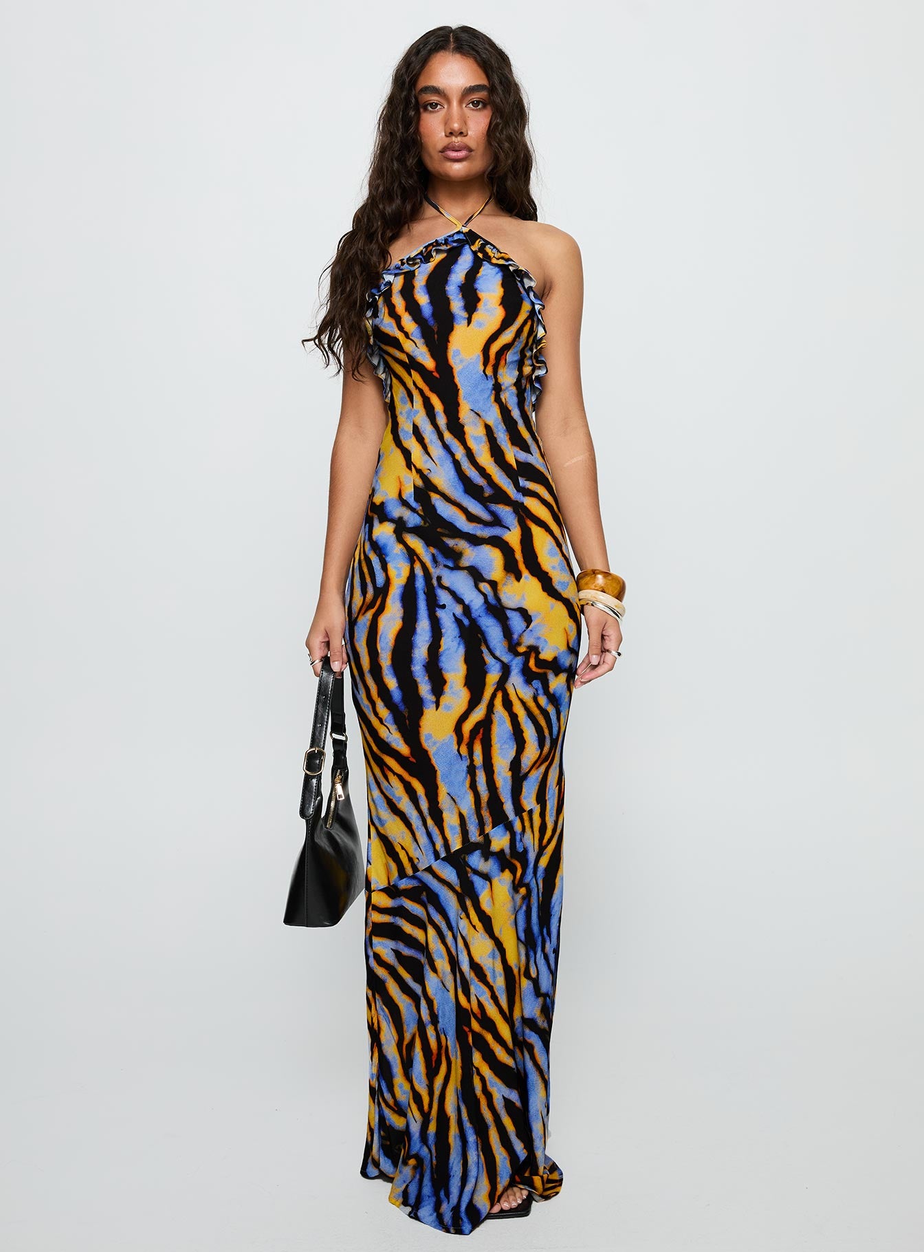 Virginia Beach Backless Maxi Dress Blue Zebra、mySite、solidvoid