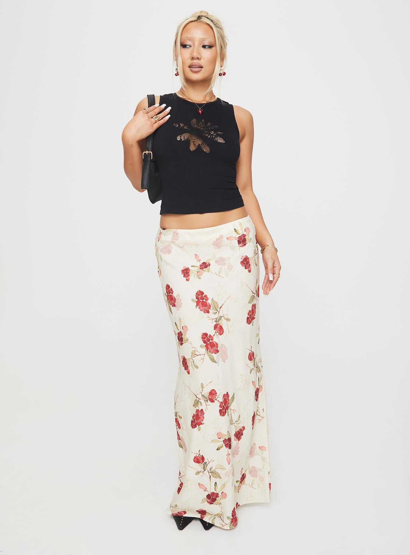 Jodie Maxi Skirt Cream / Floral、mySite、solidvoid