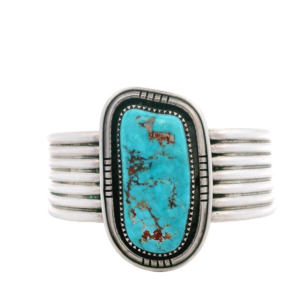 Estate Sterling Silver Treated Turquoise Cuff Bracelet、mySite、botmansion