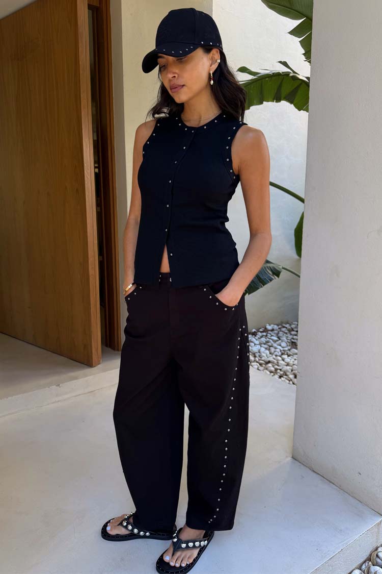 Black Studded Button Tank、mySite、solidvoid