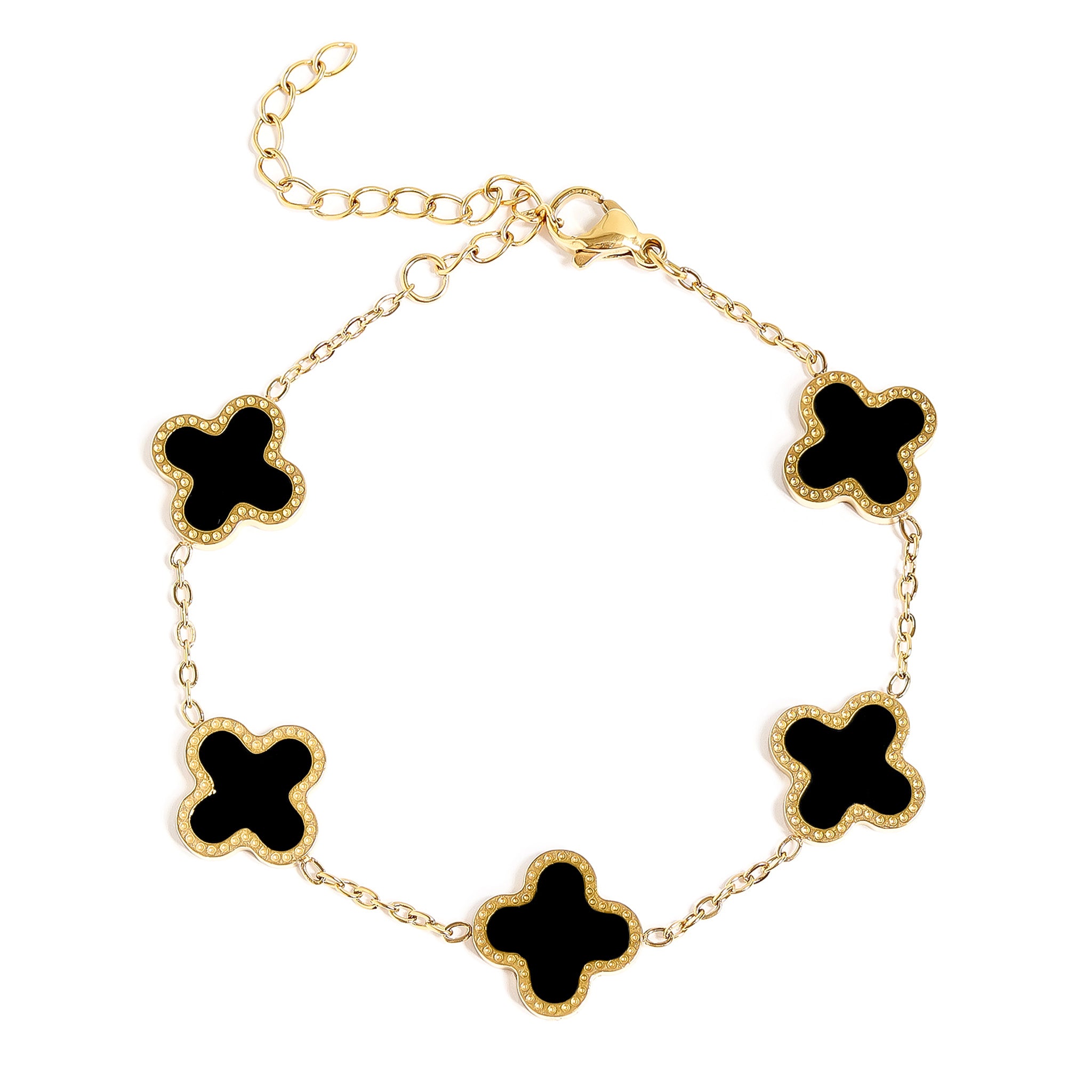 18K Gold PVD Stainless Steel Lucky Clover Charm Bracelet / BRJ1008、mySite、dreamappss